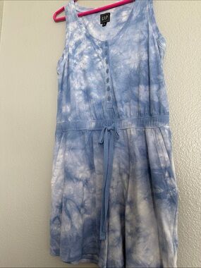 🔥 GAP Light Blue and White Tie-Dye Sleeveless Knit Dress